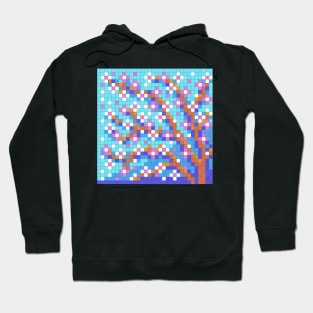 Lofi Spring Tree with Pink Blossoms Pixel Painting Hoodie